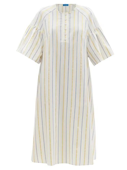 Striped Recycled-twill Tunic Dress - Womens - Cream Stripe