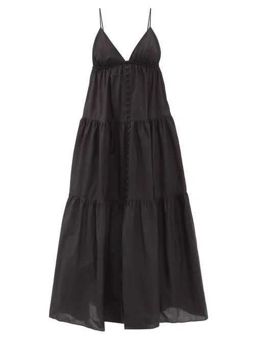 The Triangle Tiered Organic-cotton Dress - Womens - Black