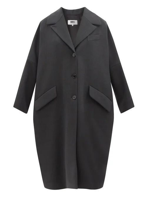 Single-breasted Cocoon Coat - Womens - Charcoal