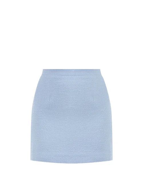 Virgin-wool Bouclé Mini Skirt - Womens - Light Blue