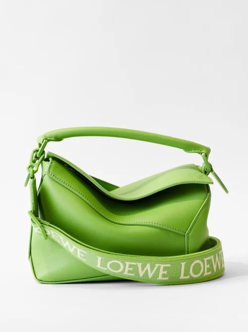 Puzzle Edge Small Logo-strap Leather Bag - Womens - Green