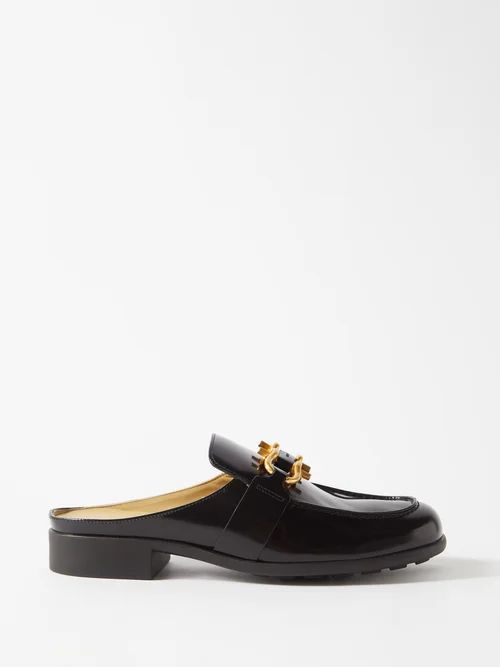 Monsieur 30 Leather Backless Loafers - Womens - Black