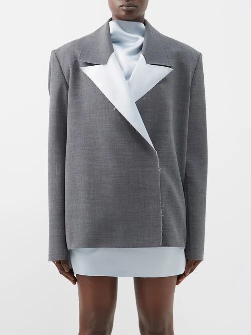 Willa Oversized-lapel Jersey Blazer - Womens - Dark Grey