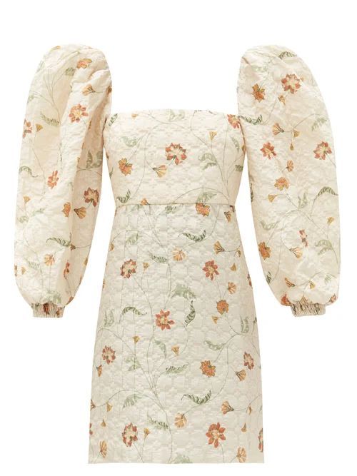Wayfaring Silk-blend Matelassé Mini Dress - Womens - Cream Multi