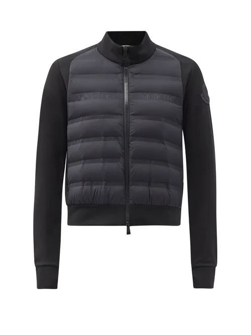 Zipped Quilted-panel Jersey Jacket - Womens - Black