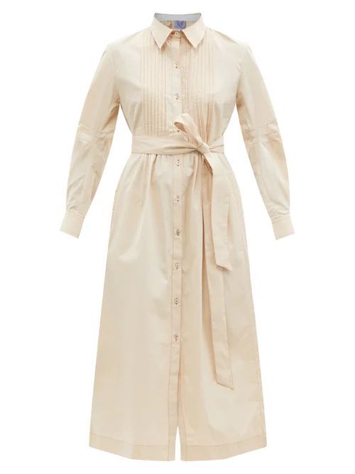 Wilda Belted Cotton-poplin Shirt Dress - Womens - Beige