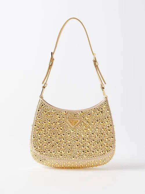 Cleo Crystal-embellished Satin Shoulder Bag - Womens - Gold