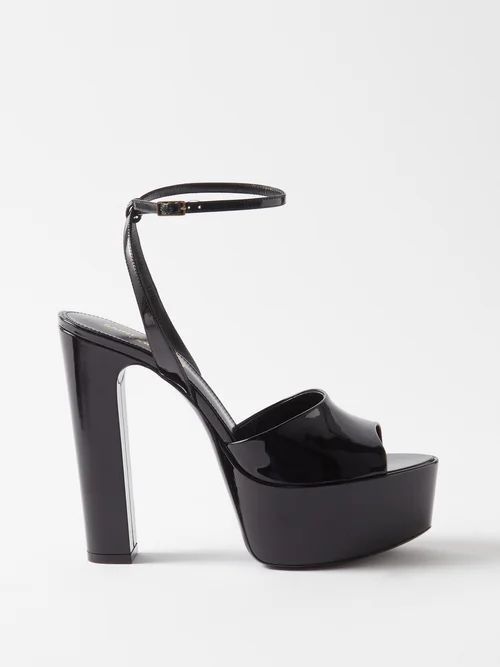 Jodie 95 Patent-leather Platform Sandals - Womens - Black