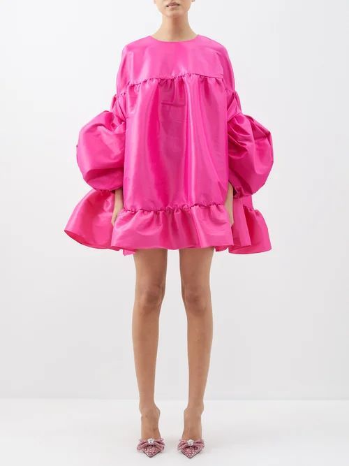 Gina Balloon-sleeve Taffeta Mini Dress - Womens - Fuchsia