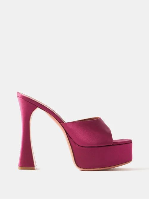 Dalida 140 Satin Platform Sandals - Womens - Dark Pink