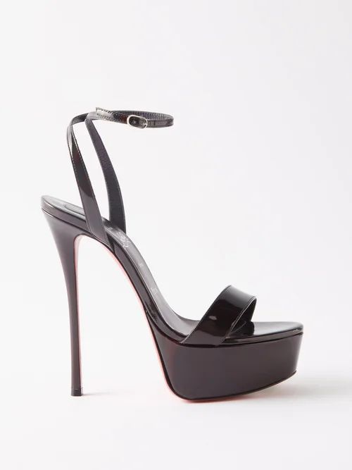 Loubi Queen Alta 150 Leather Platform Sandals - Womens - Black