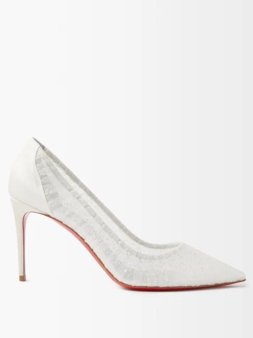 Kate Draperia 85 Glittered Tulle Pumps - Womens - Ivory
