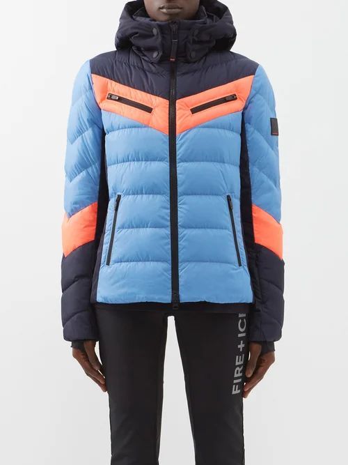Farina3-d Hooded Quilted Ski Jacket - Womens - Blue Multi
