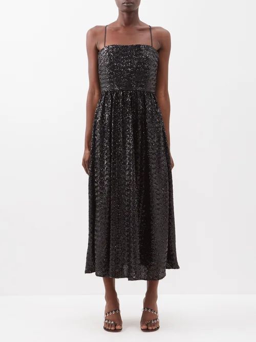 Ninet Sequinned Midi Dress - Womens - Black