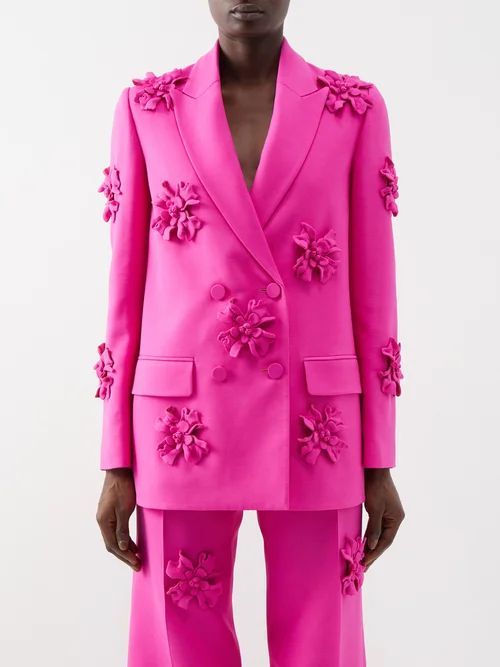 Crepe Couture Appliqué Wool-blend Jacket - Womens - Pink