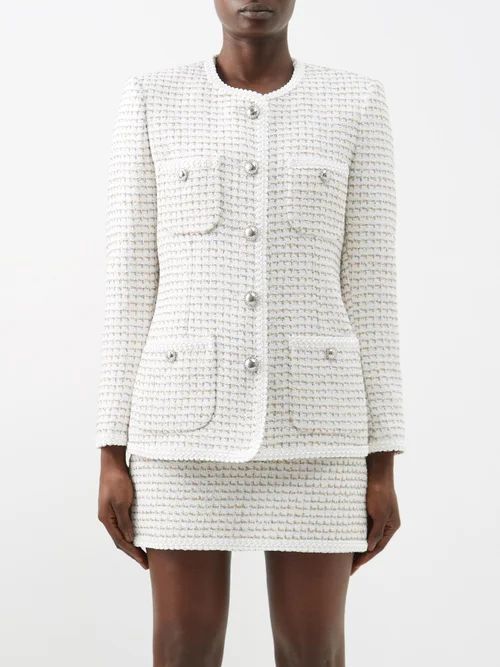 Lurex And Tweed Jacket - Womens - White
