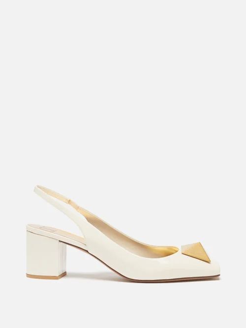 One Stud 60 Patent-leather Slingback Pumps - Womens - Ivory