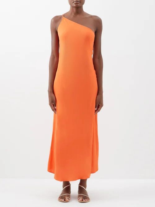 Shalom One-shoulder Crepe Dress - Womens - Mid Orange
