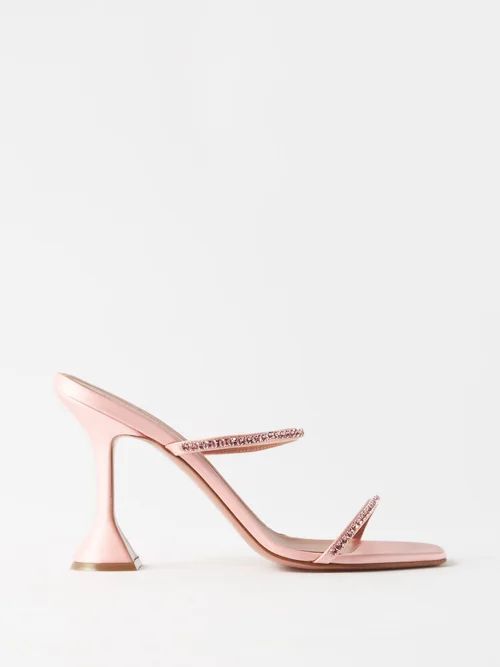 Gilda 95 Crystal-embellished Satin Sandals - Womens - Light Pink