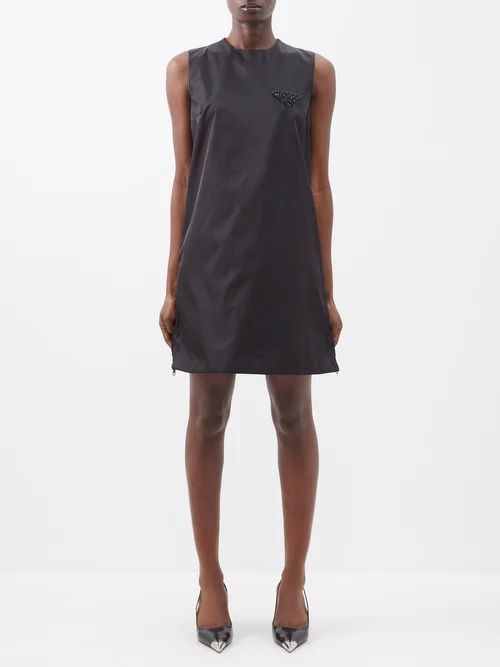 Sequinned-triangle Re-nylon Dress - Womens - Black