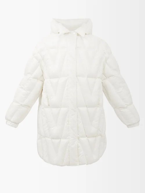 Optical Valentino Hooded Padded-nylon Coat - Womens - White