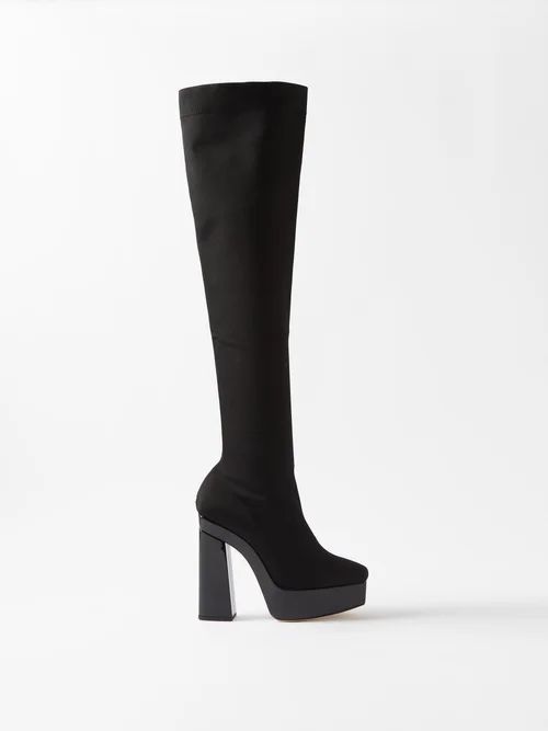 Giome 140 Stretch-knit Over-the-knee Boots - Womens - Black