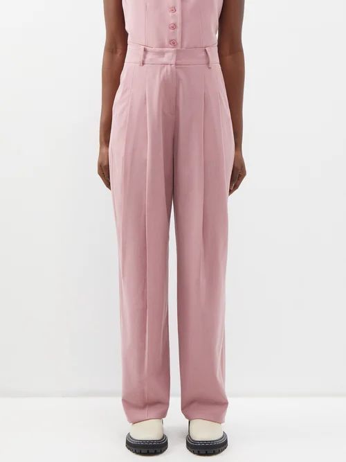 Gelso Pleated Tailored Trousers - Womens - Pink