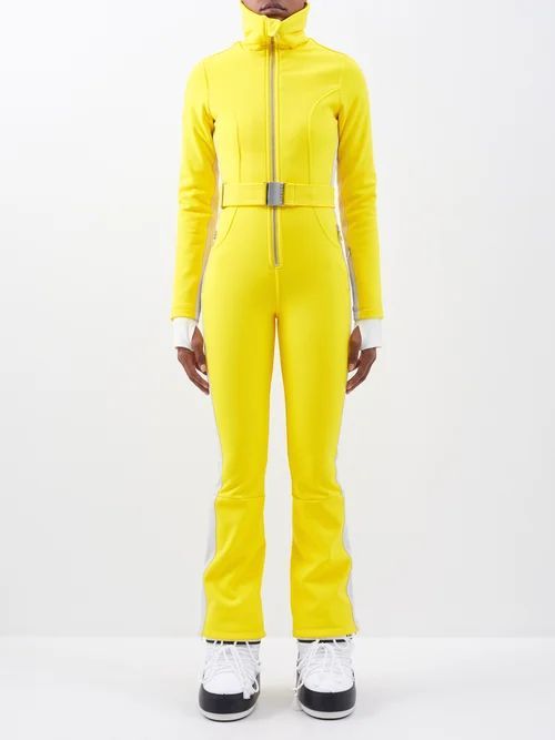 Over-the-boot Flared Softshell Ski Suit - Womens - Yellow White