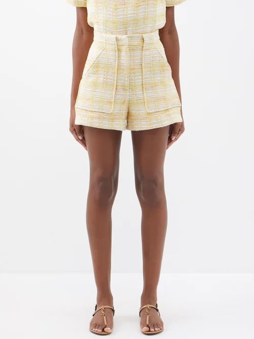 The Tennis Cotton-lend Tweed Shorts - Womens - Yellow Multi