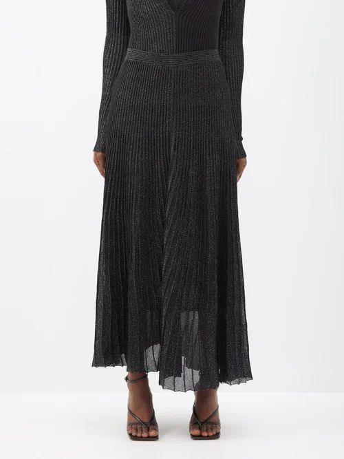 Re-edition 2014 Metallic-knit Midi Skirt - Womens - Black