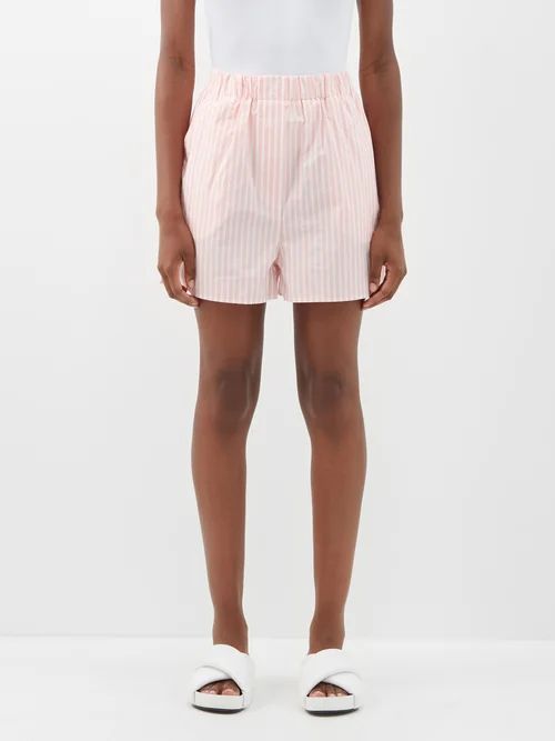 Lui Organic Cotton-poplin Boxer Shorts - Womens - Pink White