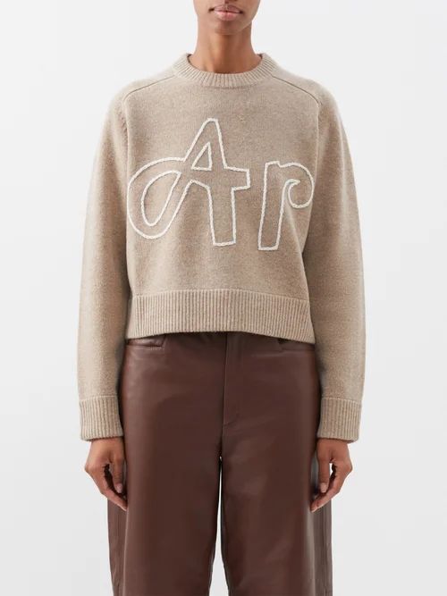 Art Chainstitched Merino Sweater - Womens - Light Beige