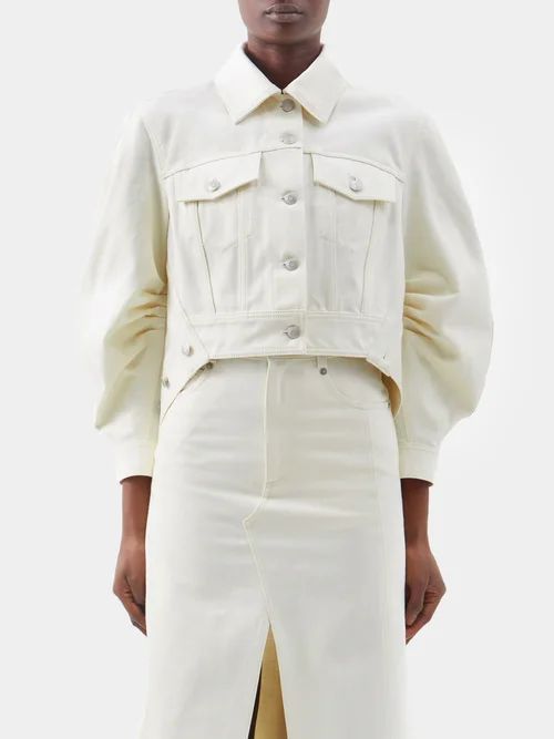 Cropped Denim Jacket - Womens - Ivory