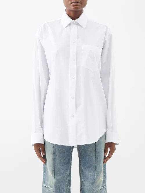 Hourglass Cotton-poplin Shirt - Womens - White
