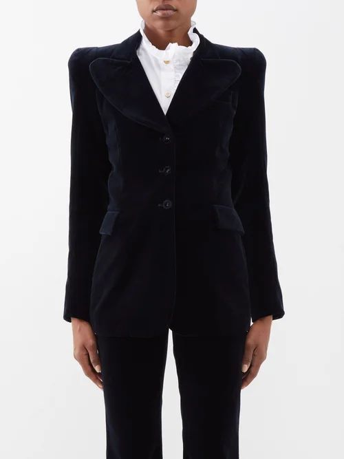 The Bellringer Single-breasted Cotton Suit Jacket - Womens - Navy