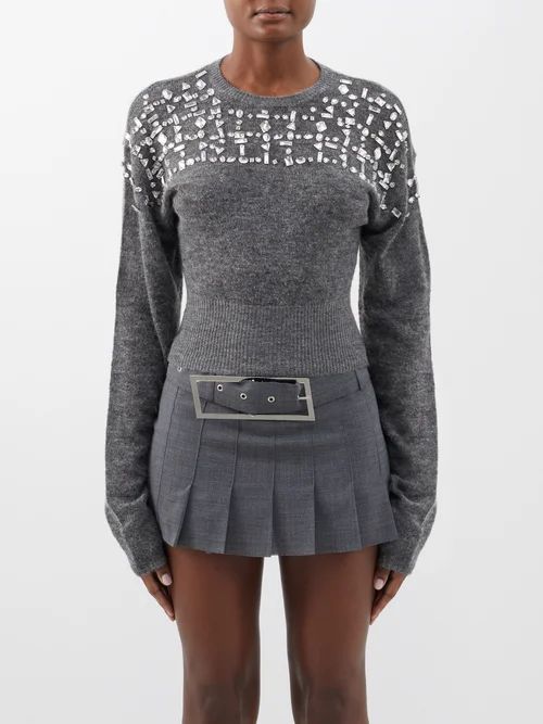 Endora Crystal-embellished Sweater - Womens - Dark Grey