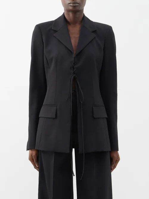 Gardner Lace Tie-front Tailored Blazer - Womens - Black
