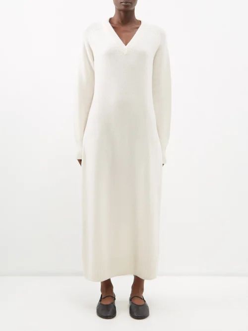 Northwoods V-neck Cashmere Dress - Womens - Ivory