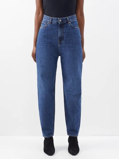 High-rise Organic-cotton Tapered Jeans - Womens - Mid Denim