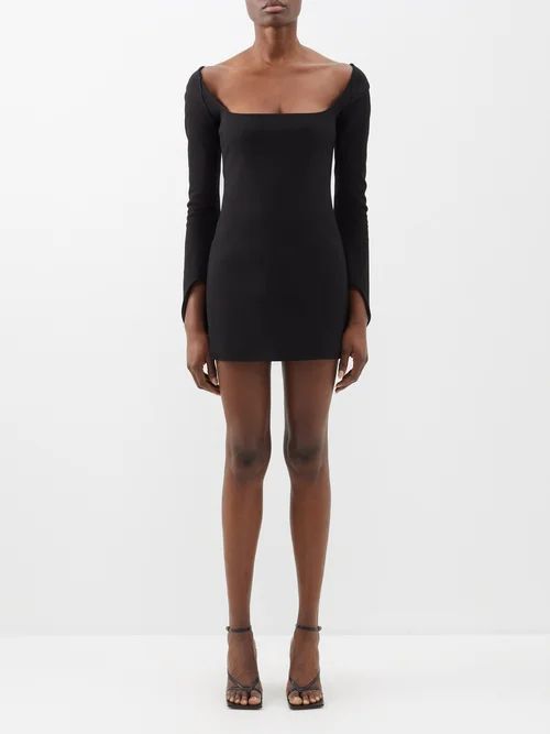 Tate Square-neck Stretch-knit Mini Dress - Womens - Black