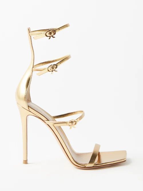 Uptown 105 Metallic-leather Sandals - Womens - Gold