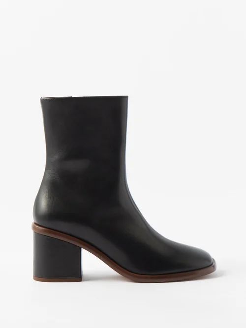 Meganne Block-heel Leather Ankle Boots - Womens - Black