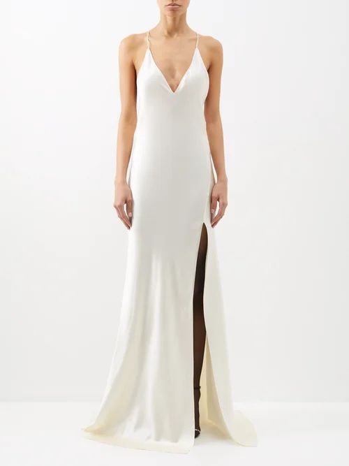 Katie Backless Silk-satin Gown - Womens - Ivory