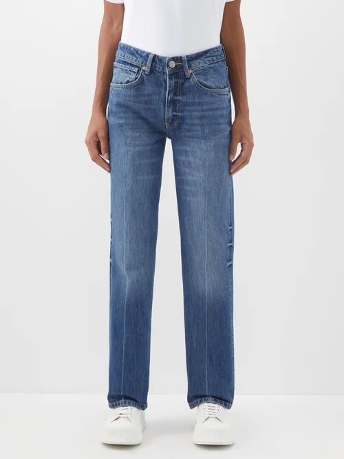 Push Organic-cotton Straight-leg Jeans - Womens - Dark Blue