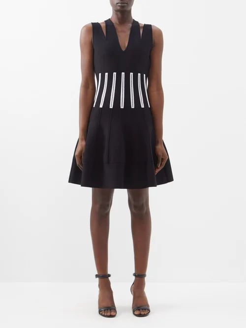 Corset-panelled Stretch-knit Mini Dress - Womens - Black White