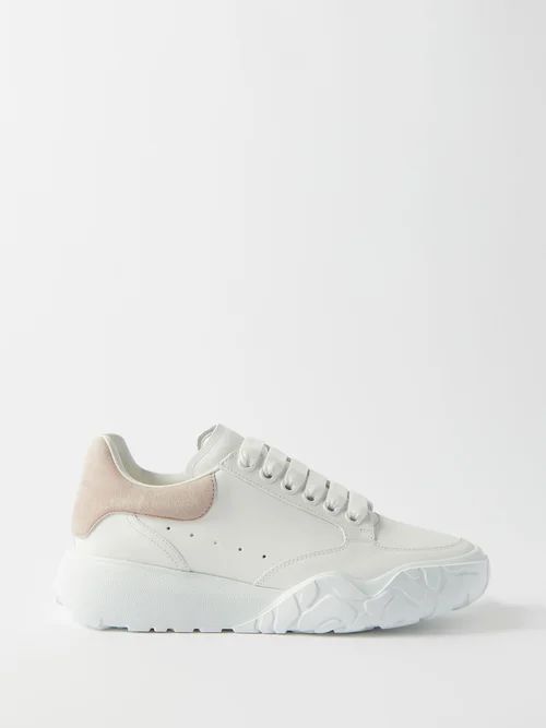 Court Leather And Suede Trainers - Womens - White Multi