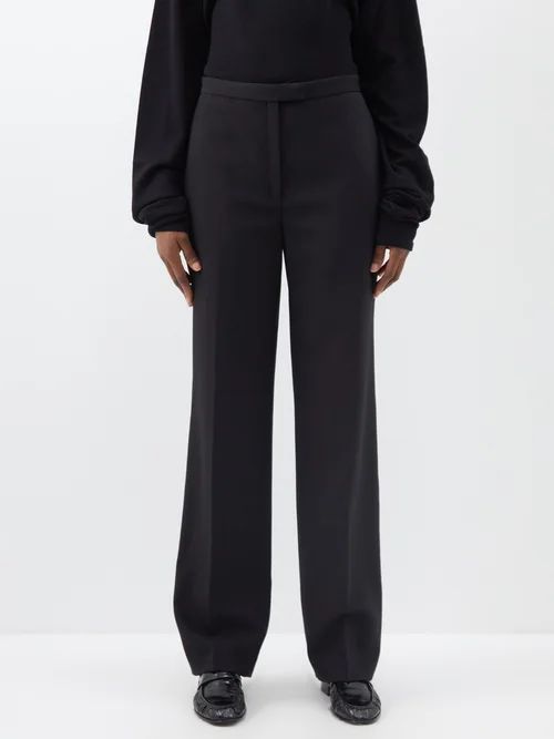 Elia Wool-blend Straight-leg Trousers - Womens - Black