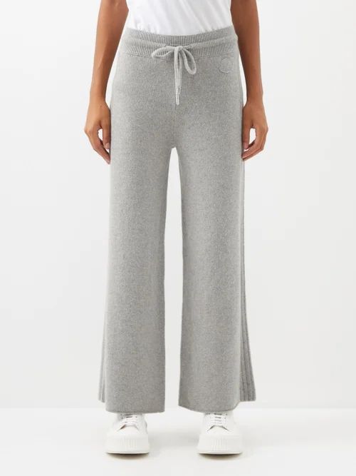 Ribbed Cashmere-blend Track Pants - Womens - Grey