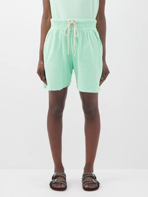 Yacht Fleece-back Cotton-jersey Shorts - Womens - Green