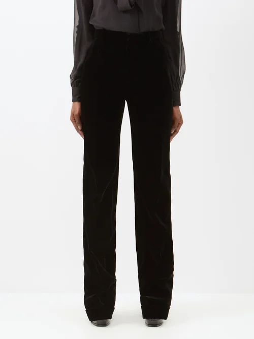Velvet Tailored Trousers - Womens - Black